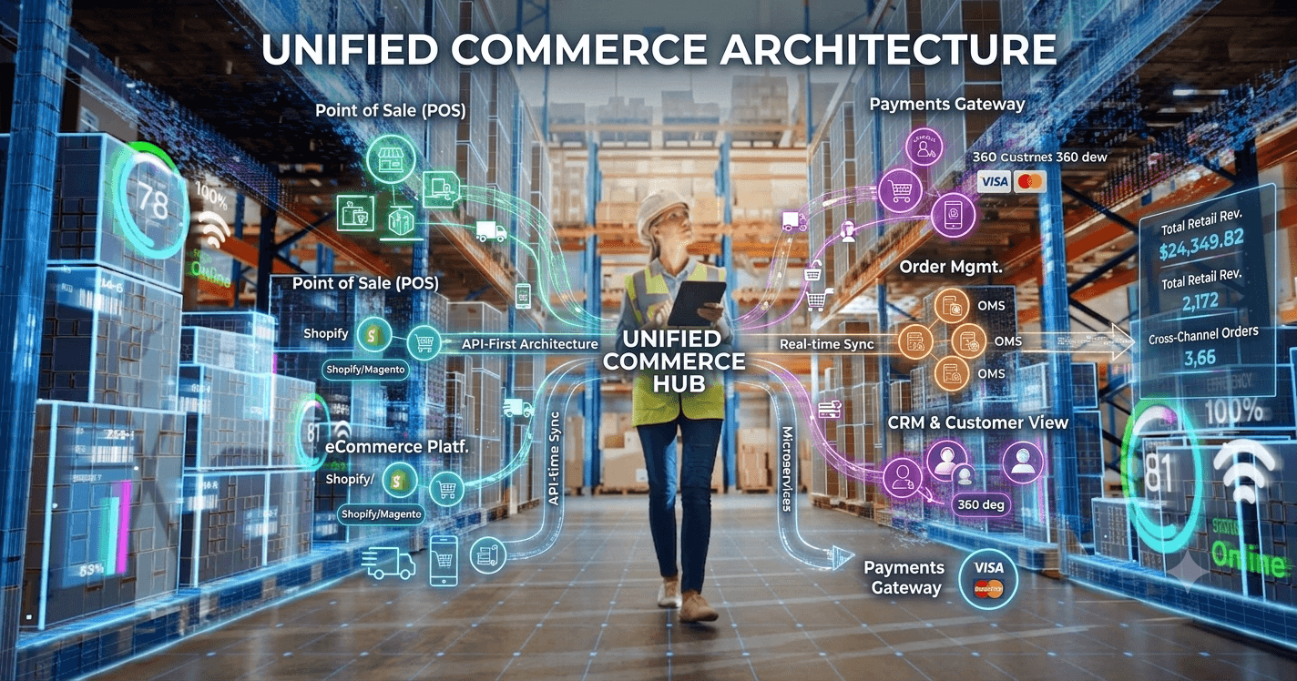 Unified commerce architecture across 12,000 global locations.